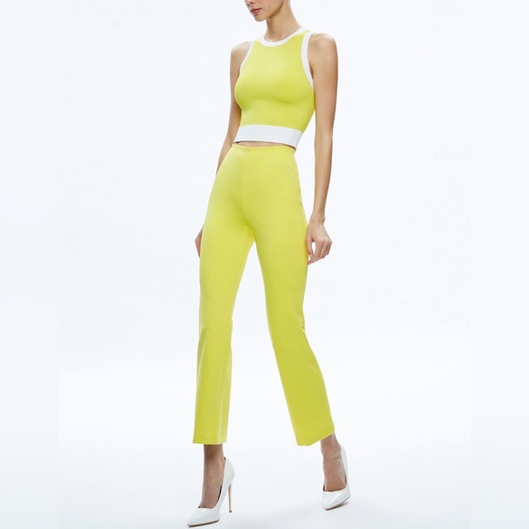 Alice + Olivia RMP Back Zip Ankle Pants, Happy Yellow - Picture 4 of 12